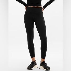 Athleta Rainier 7/8 Leggings 1X High Rise Fleece Lined Running Tights Black